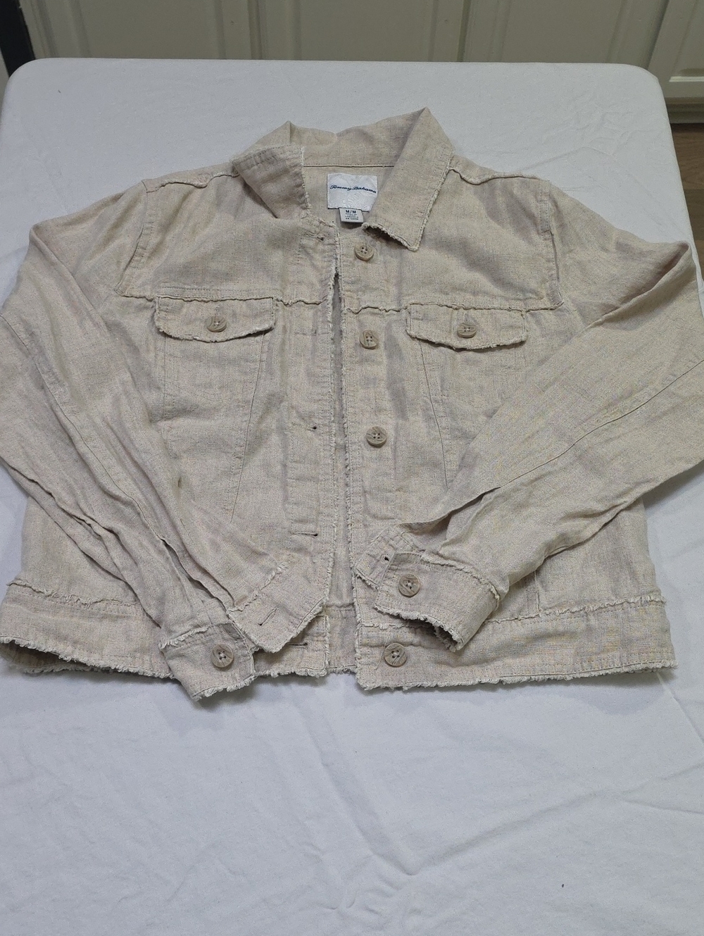 Tommy Bahama Cream Button-Front Jean Jacket